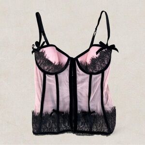 2008 Victoria's Secret Pink and Black Lace Corset